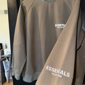 Essentials Brown Crewneck Sweatshirt with White Logos